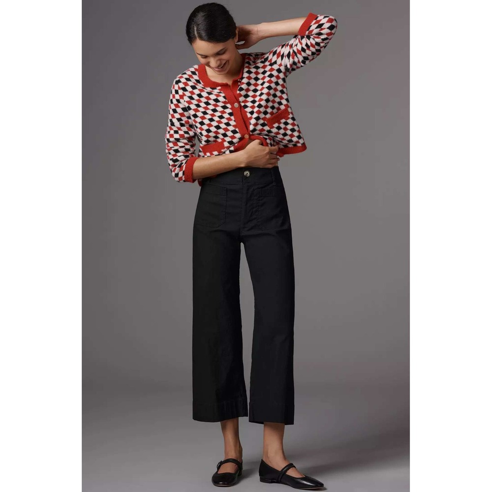 Maeve The Colette High Rise Wide Leg Pants Magic Fabric Size 31 Black OB1364733